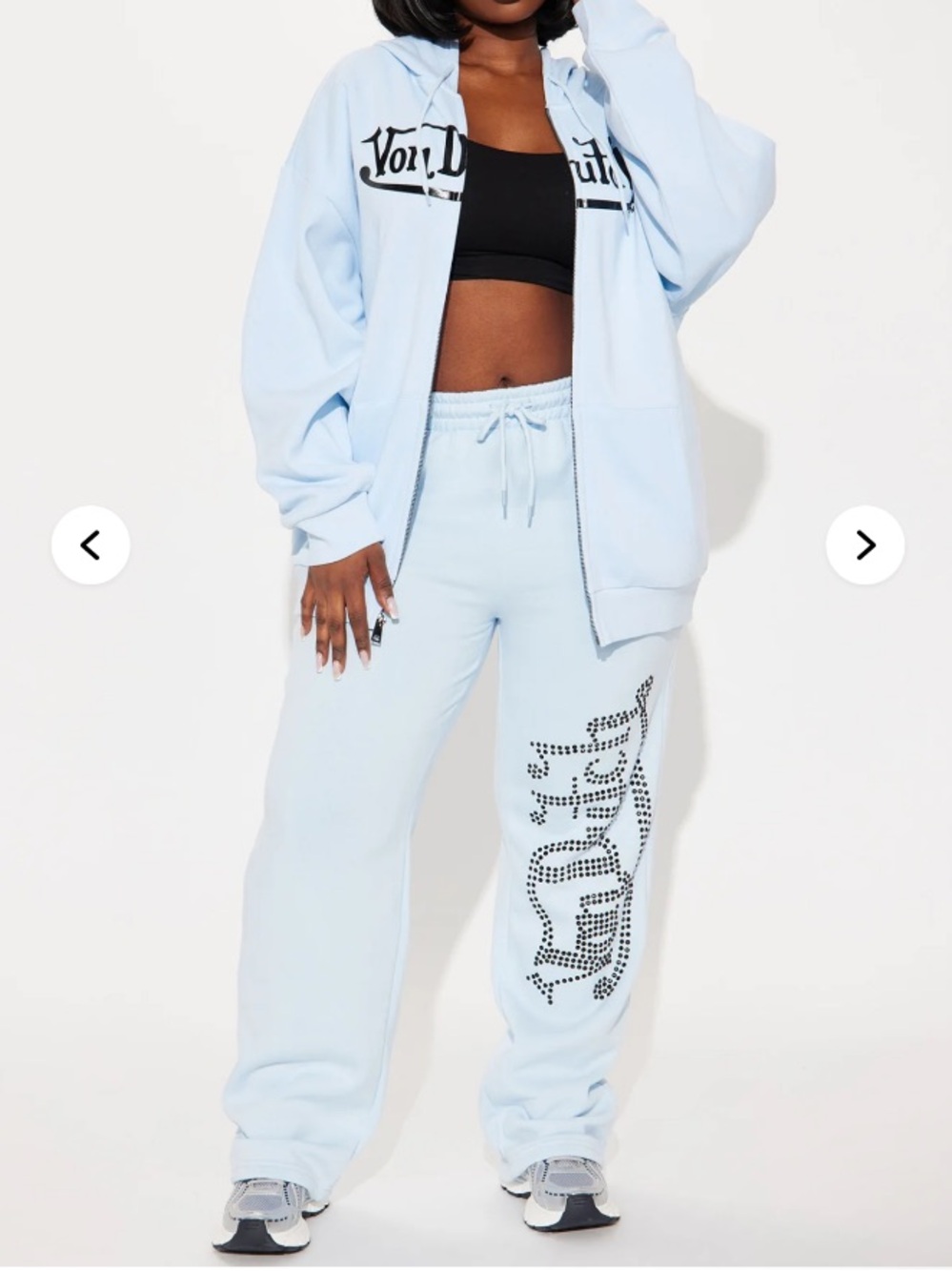 Von Dutch 2PC Set baby blue w/ rhinestone Logo
